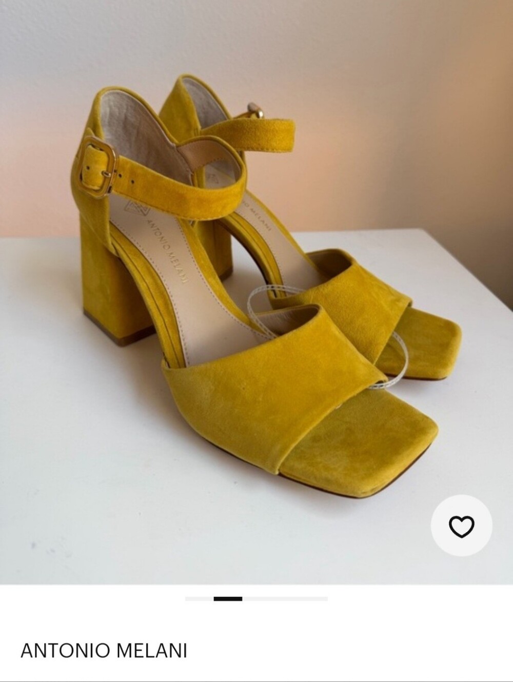 ANTONIO MELANI Yellow Suede Block Heel Sandals